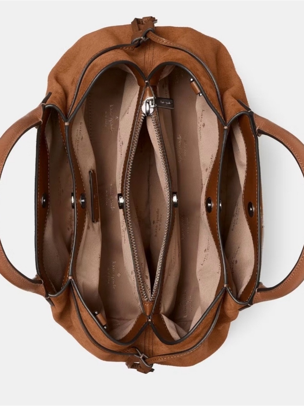Kate Spade Large Suede Dumpling Satchel Bag w/ Removable Strap - Picture 9 of 9